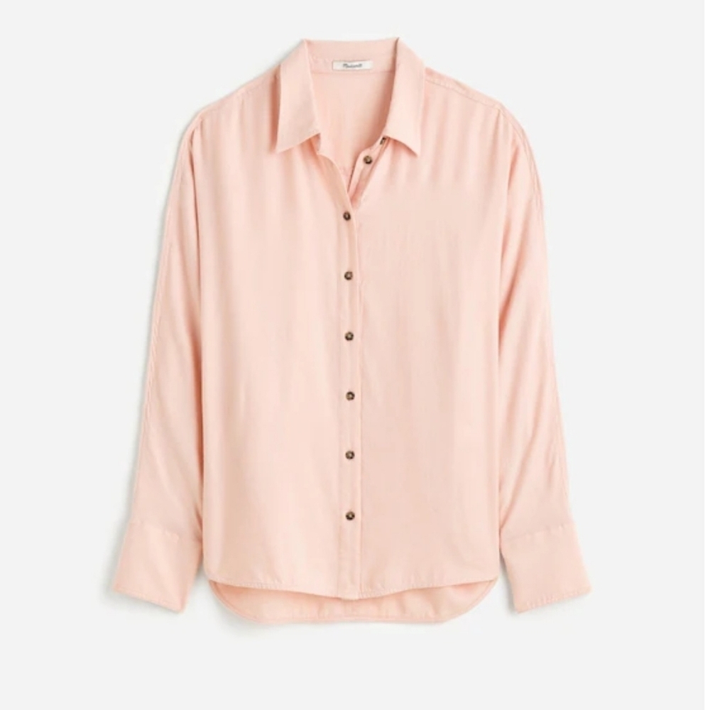 Madewell Heathered Flannel Shirt Button Down Long Dolman Sleeves XL Pink NWT - Picture 11 of 15